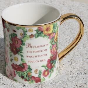 Victoria Trading Romantic Floral Mug Quote Be Fearless
